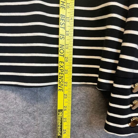 ENGLISH FACTORY Top Women's Small Black White Striped Ruffled Trim Long Sleeve - Picture 7 of 13